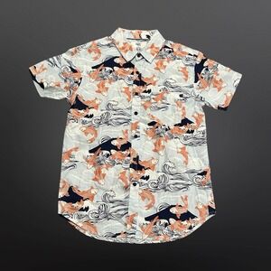 Eighty Eight Brand SS Button Up Aloha Shirt Koi Fish Hawaiian Men's Small NWOT